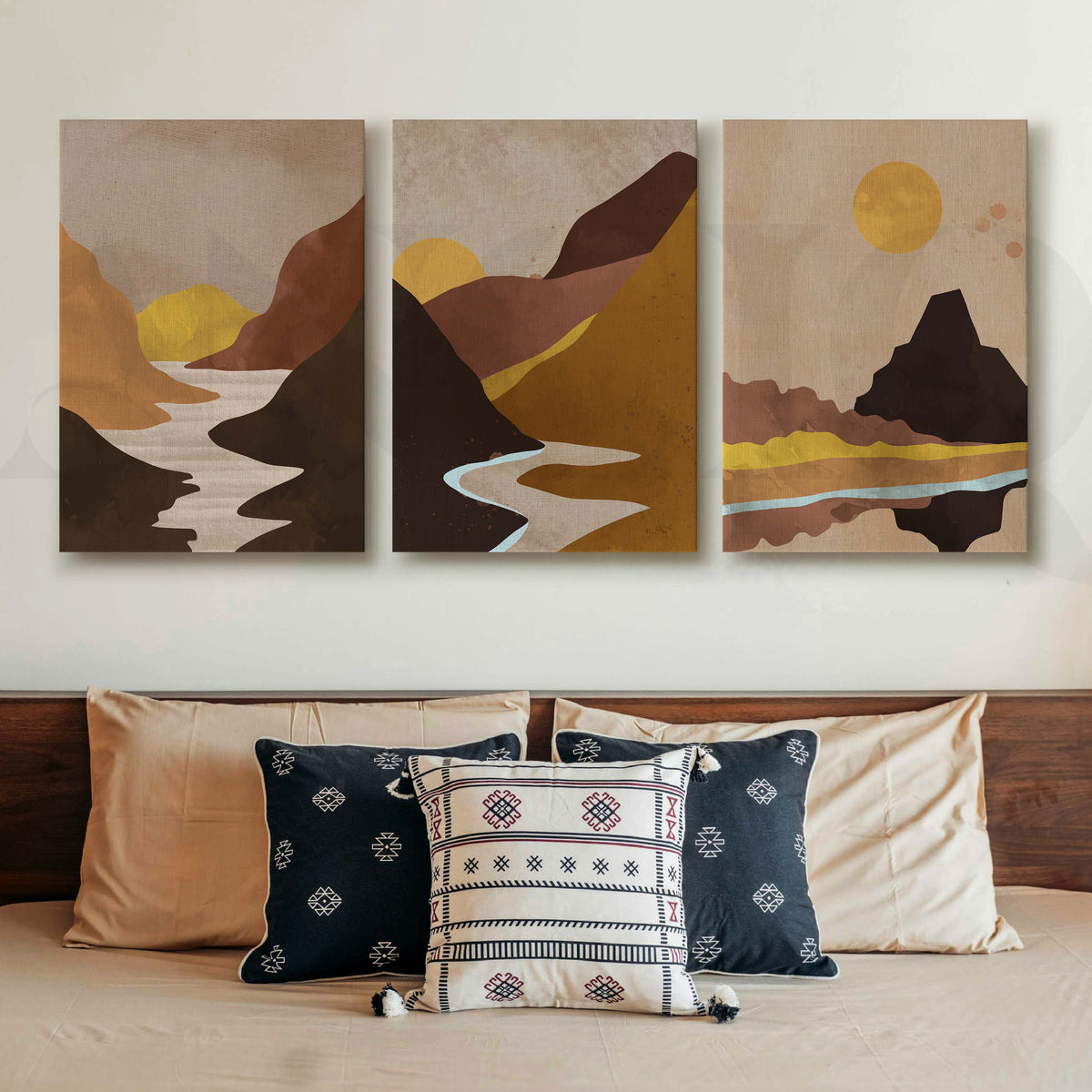 Warm Desert Landscape Gallery Wall Artwork Set of 3 – Asha Art Studio