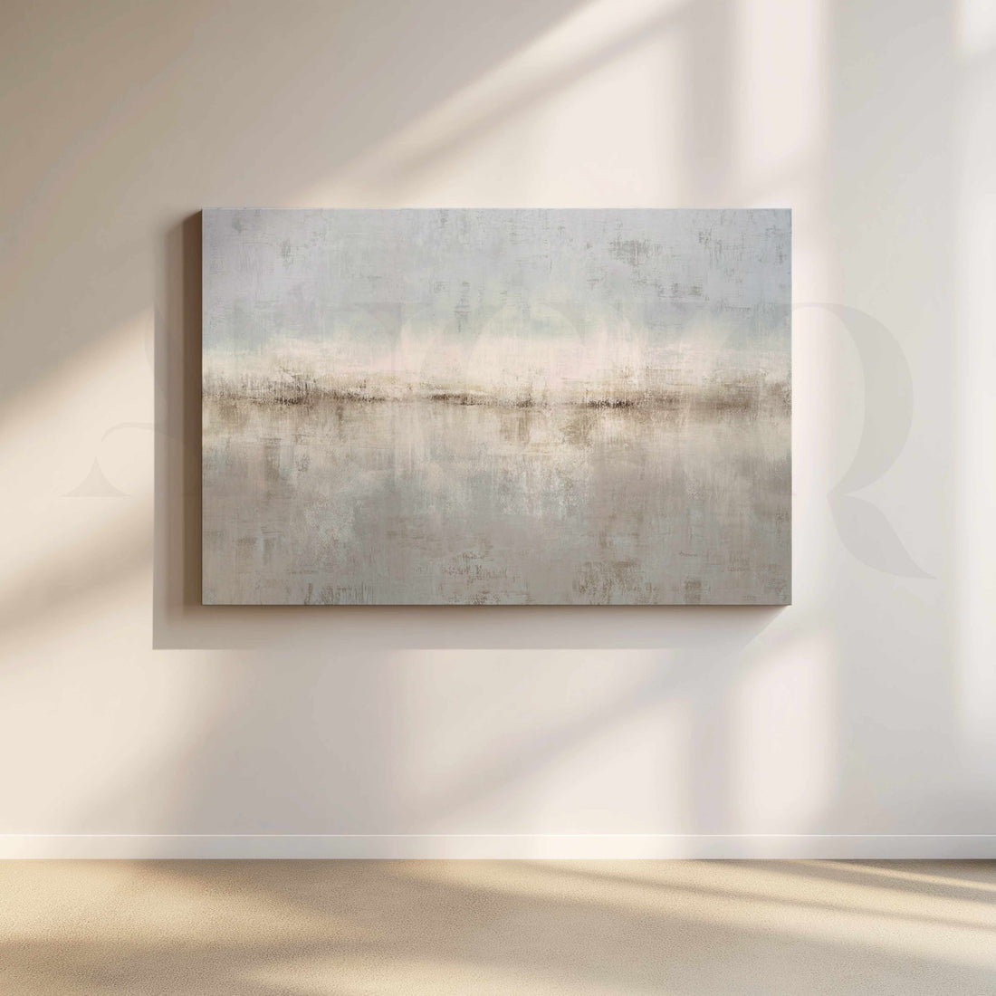 Soft Grey Horizon Abstract Canvas Artwork – Asha Art Studio