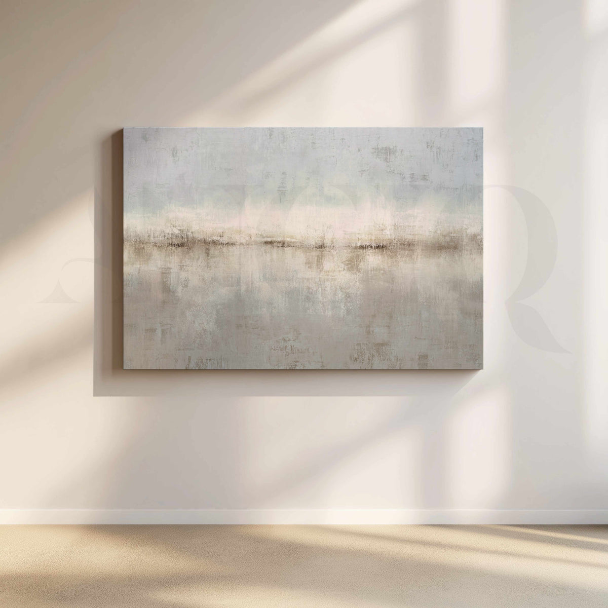 Soft Grey Horizon Abstract Canvas Artwork – Asha Art Studio
