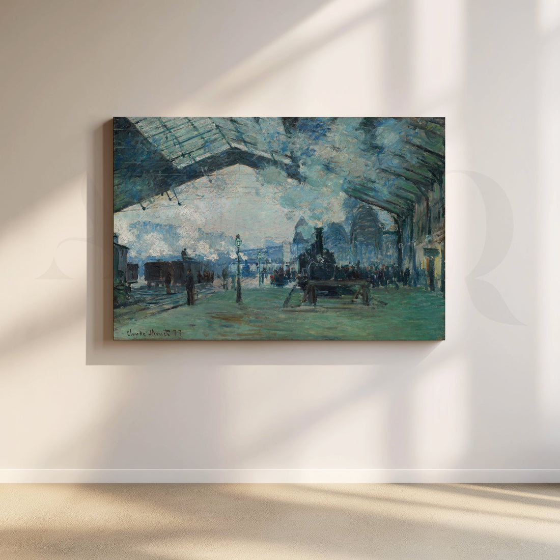 Paris Station Smoke Impressionist Canvas Artwork – Asha Art Studio