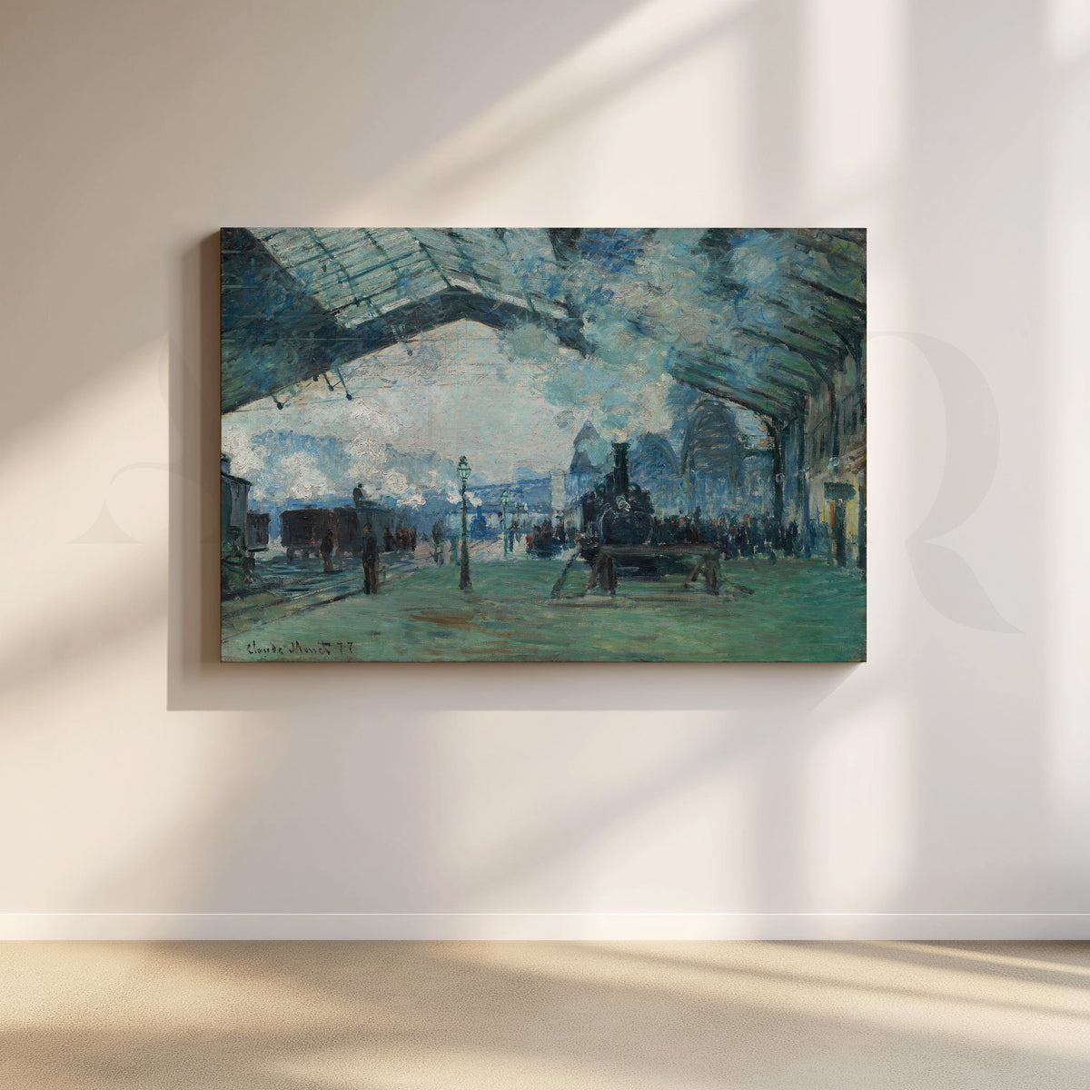 Paris Station Smoke Impressionist Canvas Artwork – Asha Art Studio