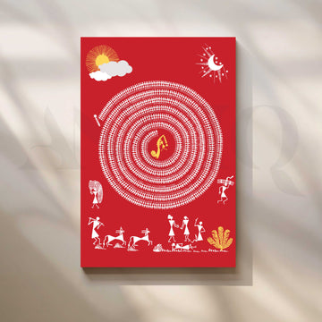 Tribal Circle Dance Folk Canvas Artwork – Asha Art Studio