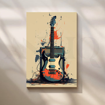 Electric Guitar with Amplifier Artwork – Asha Art Studio