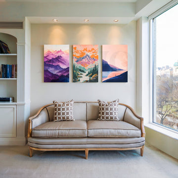 Sunset Mountain Trails Gallery Wall – Set of 3 Artworks – Asha Art Studio
