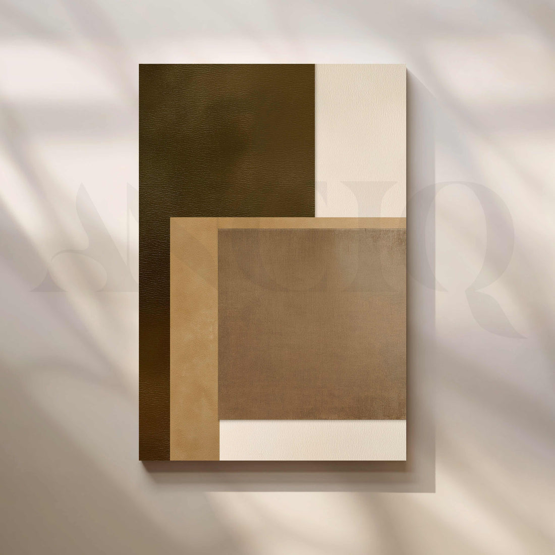 Brown and Beige Geometric Abstract Canvas Artwork – Asha Art Studio