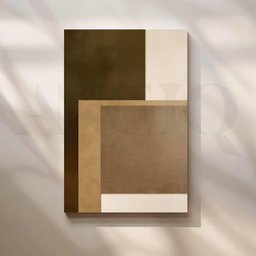 Brown and Beige Geometric Abstract Canvas Artwork – Asha Art Studio