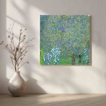 Gustav Klimt Green Garden Floral Canvas Artwork – Asha Art Studio