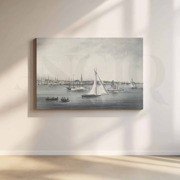 Vintage Harbour Sailboat Canvas Artwork – Asha Art Studio