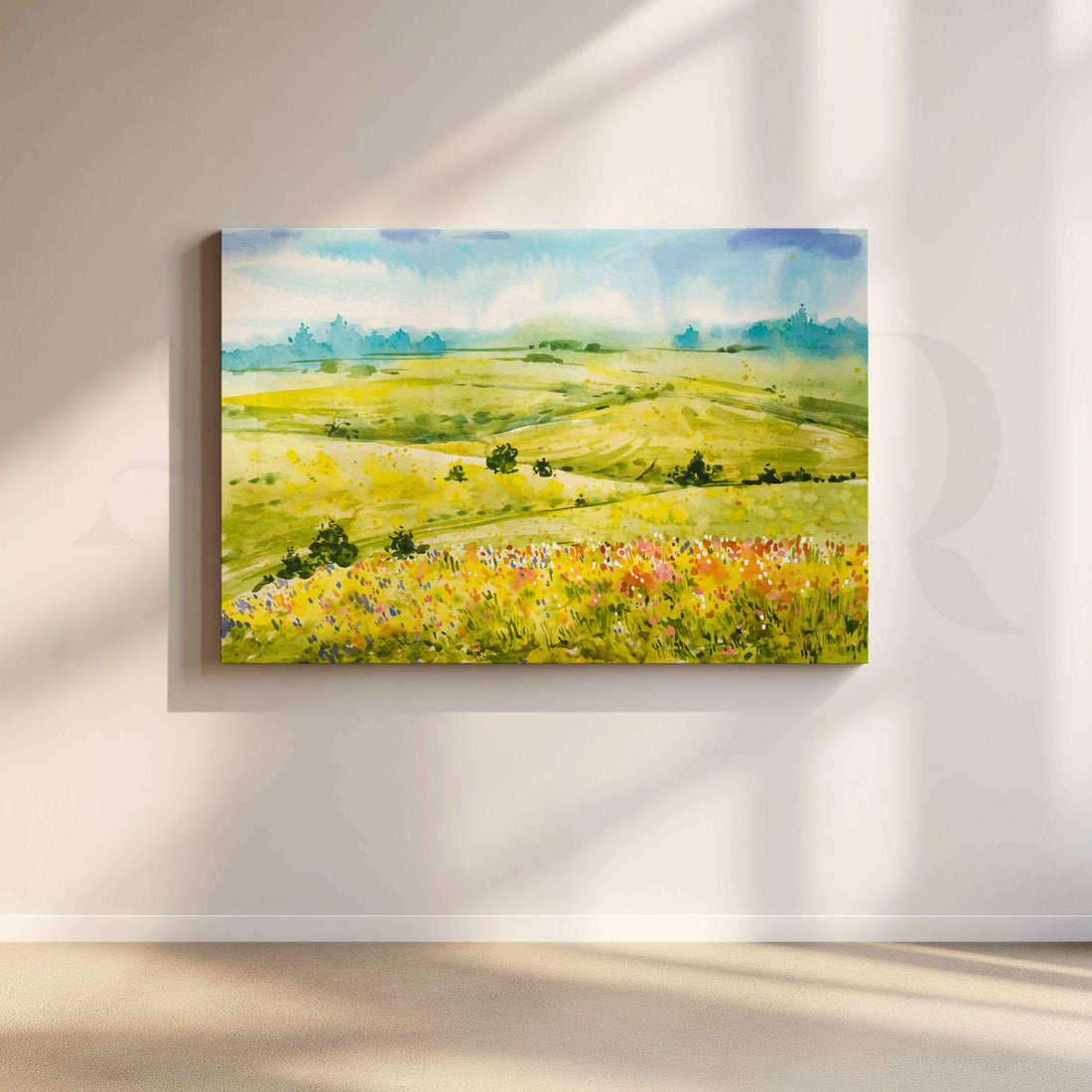 Meadow Fields Landscape Canvas Artwork – Asha Art Studio