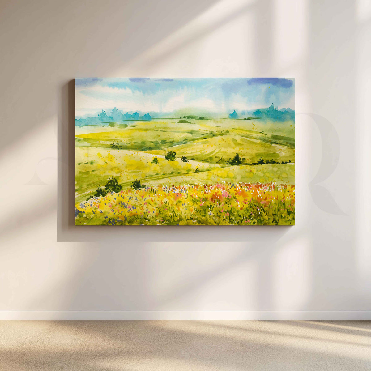 Meadow Fields Landscape Canvas Artwork – Asha Art Studio