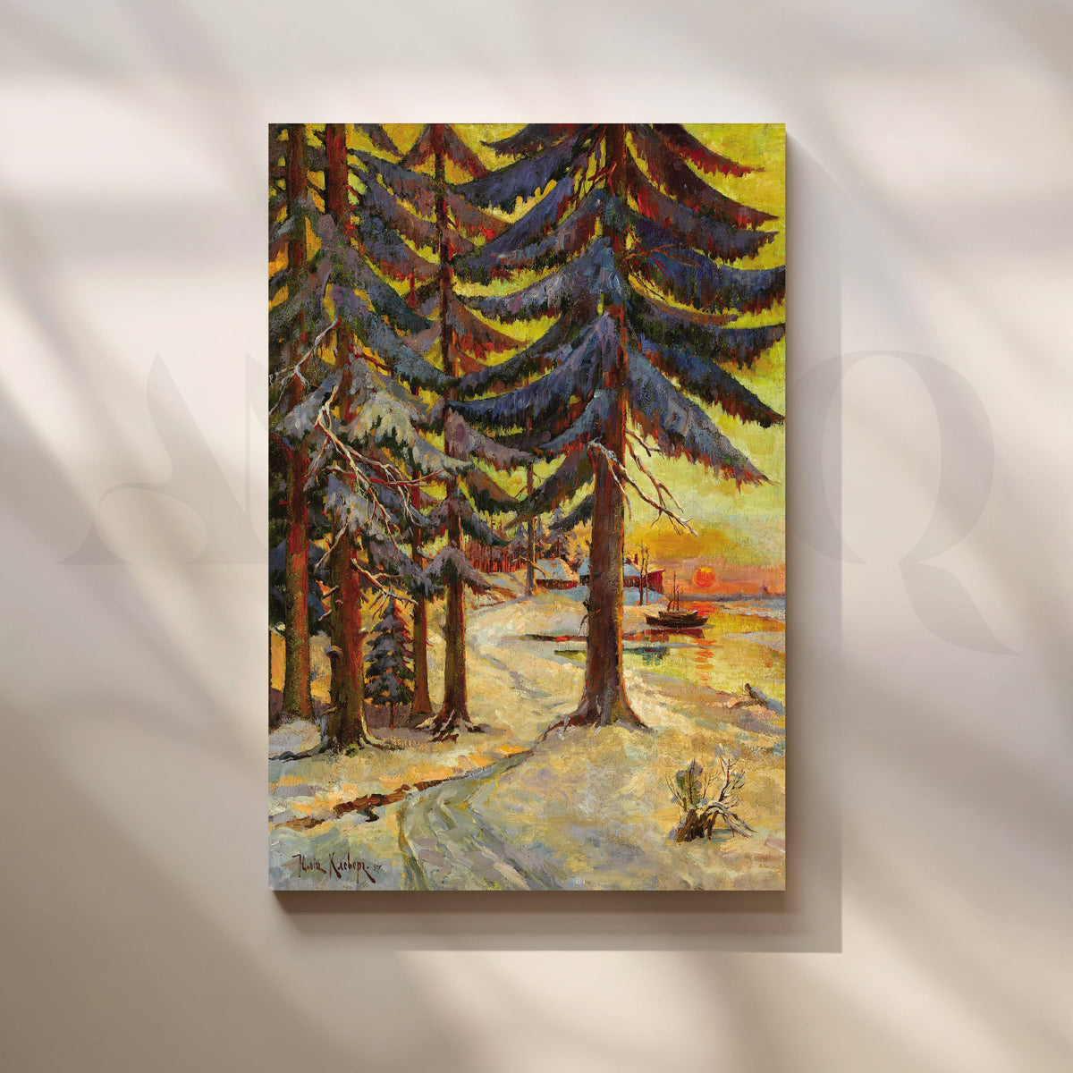 Sunset Pine Forest Canvas Artwork – Asha Art Studio