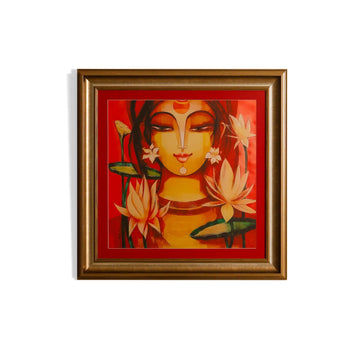 Serene Lotus Muse Framed Artwork – Asha Art Studio
