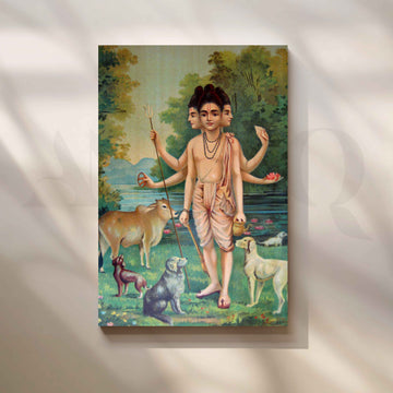Lord Dattatreya by Raja Ravi Varma Canvas Artwork – Asha Art Studio