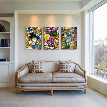 Pop Culture Chaos Gallery Wall – Set of 3 Artworks – Asha Art Studio