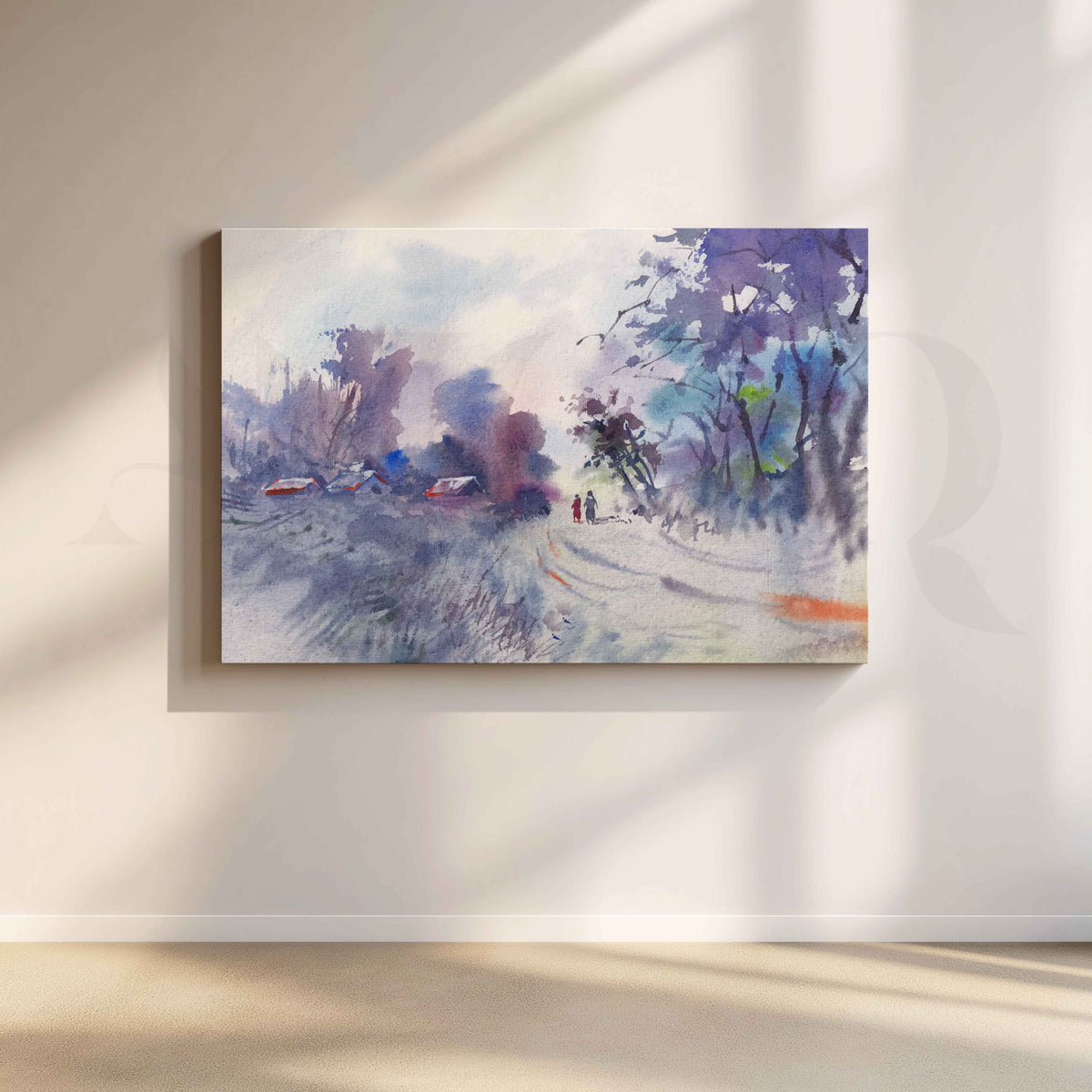 Misty Winter Road Canvas Artwork – Asha Art Studio