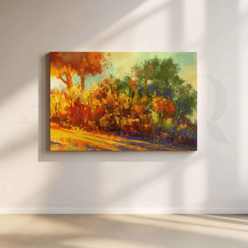 Abstract Autumn Forest Canvas Artwork – Asha Art Studio