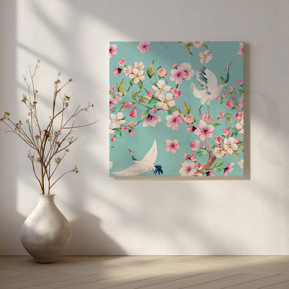 Cranes and Blossoms Artwork (Ready to Ship) – Asha Art Studio