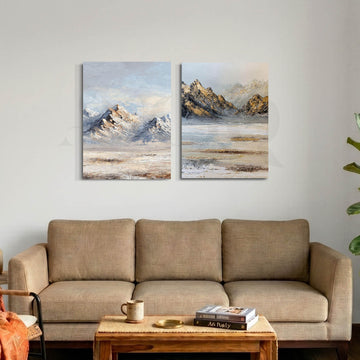 Snowy Mountain Landscape Gallery Walls Set of 2 – Asha Art Studio