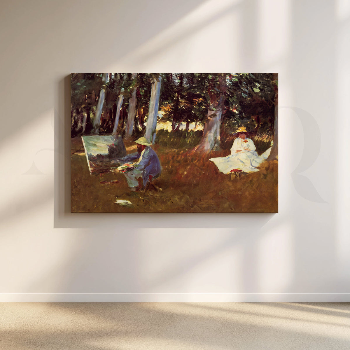 Monet Painting Outdoors Canvas Artwork – Asha Art Studio