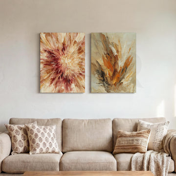 Warm Bloom Abstract Gallery Wall Set of 2 – Asha Art Studio
