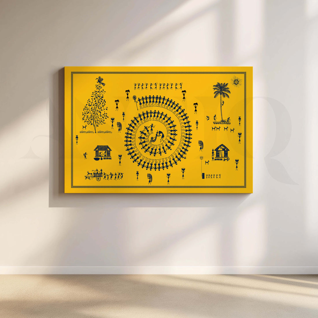Warli Celebration of Village Life Canvas Artwork – Asha Art Studio