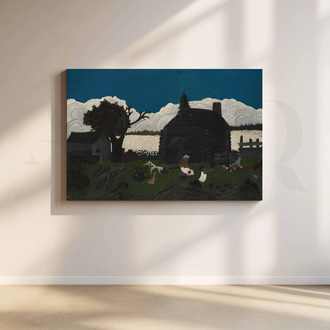 Moody Farmhouse Landscape Canvas Artwork – Asha Art Studio