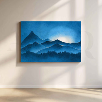 Blue Mountain Silhouette Canvas Artwork – Asha Art Studio