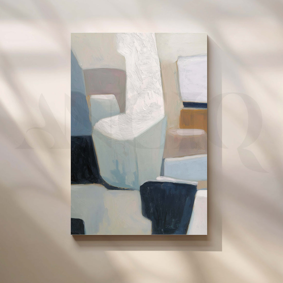 Soft Blue and Neutral Abstract Canvas Artwork – Asha Art Studio