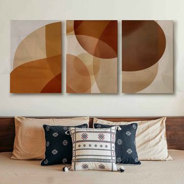 Warm Earthy Geometric Gallery Wall Artwork Set of 3 – Asha Art Studio
