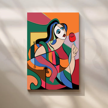 Geometric Female Portrait Canvas Artwork – Asha Art Studio