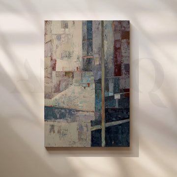 Urban Blue and Beige Abstract Canvas Artwork – Asha Art Studio