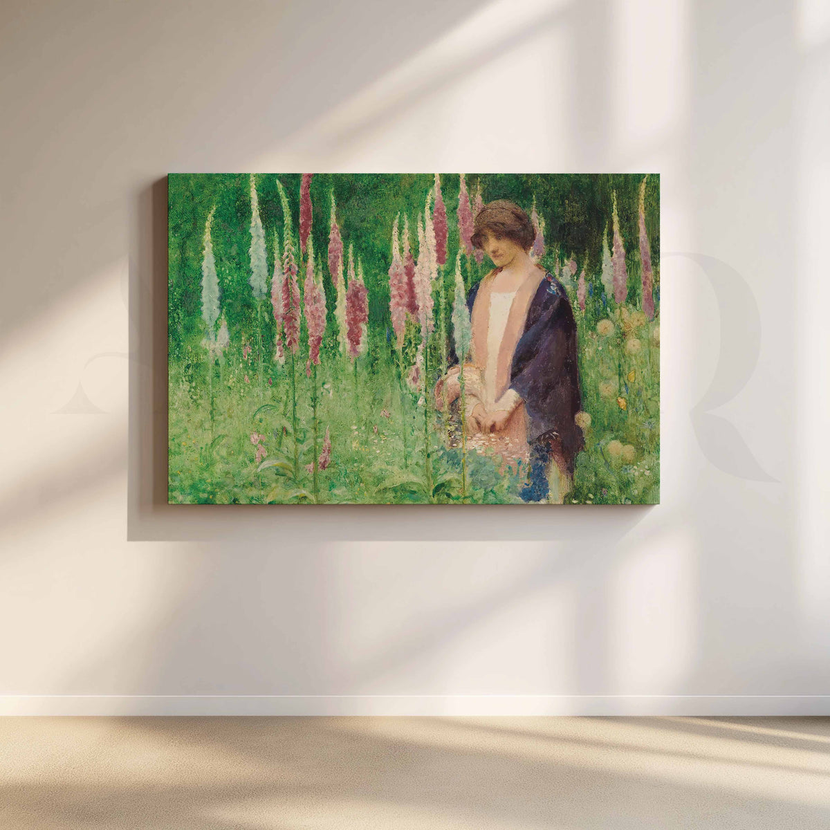 Vintage Floral Garden Woman Canvas Artwork – Asha Art Studio
