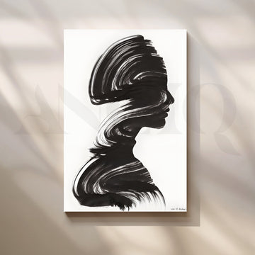 Minimalist Black Silhouette Portrait Canvas Artwork – Asha Art Studio