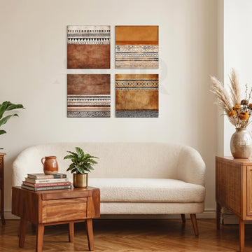 Earthy Tribal Pattern Gallery Wall Set of 4 – Asha Art Studio