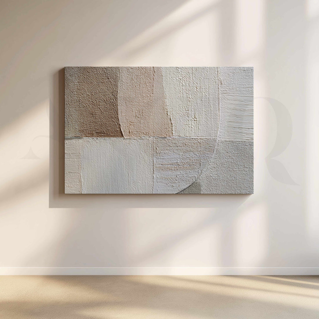 Neutral Textured Abstract Canvas Artwork in Ivory and Taupe Tones – Asha Art Studio