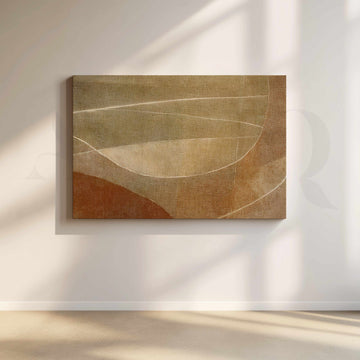Earthy Neutral Abstract Canvas Artwork with Flowing Line Forms – Asha Art Studio
