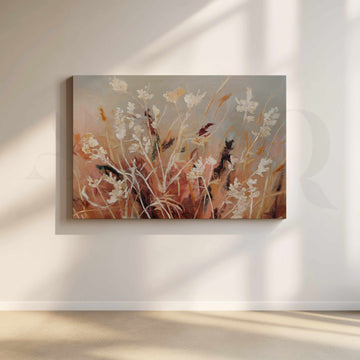 Soft Floral Field Canvas Artwork in Neutral – Asha Art Studio