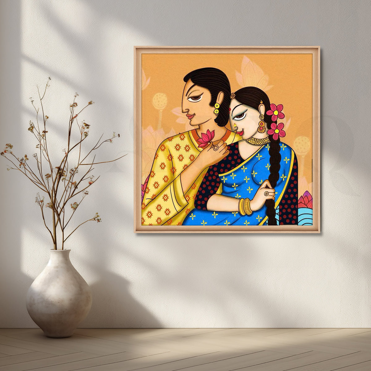 Romantic Indian Folk Couple Artwork – Asha Art Studio – Image 5
