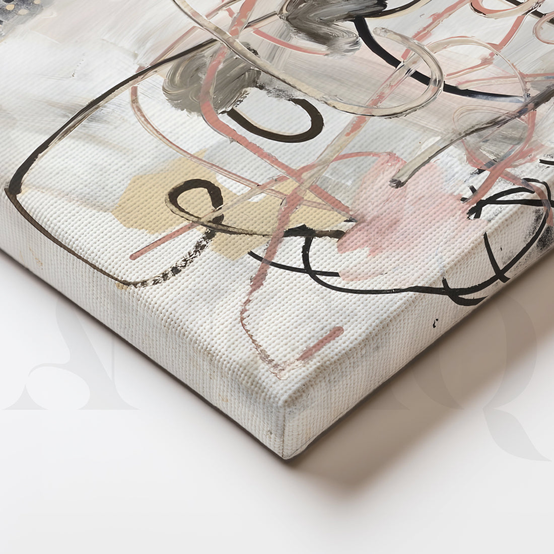 Soft Blush and Grey Abstract Canvas Artwork – Asha Art Studio