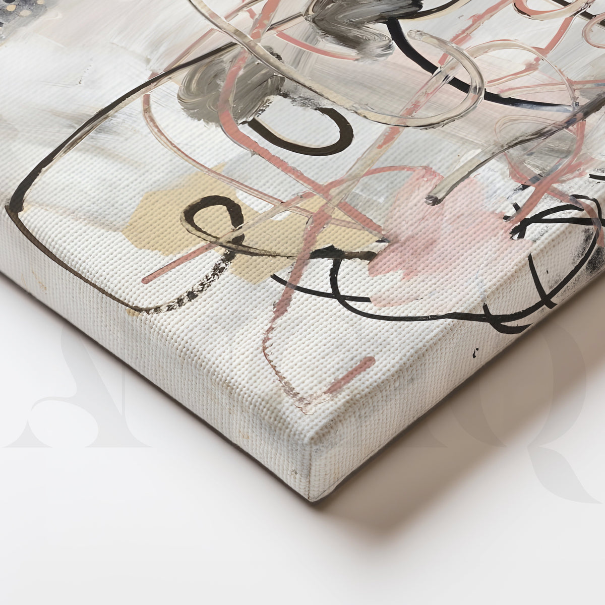 Soft Blush and Grey Abstract Canvas Artwork – Asha Art Studio – Image 2