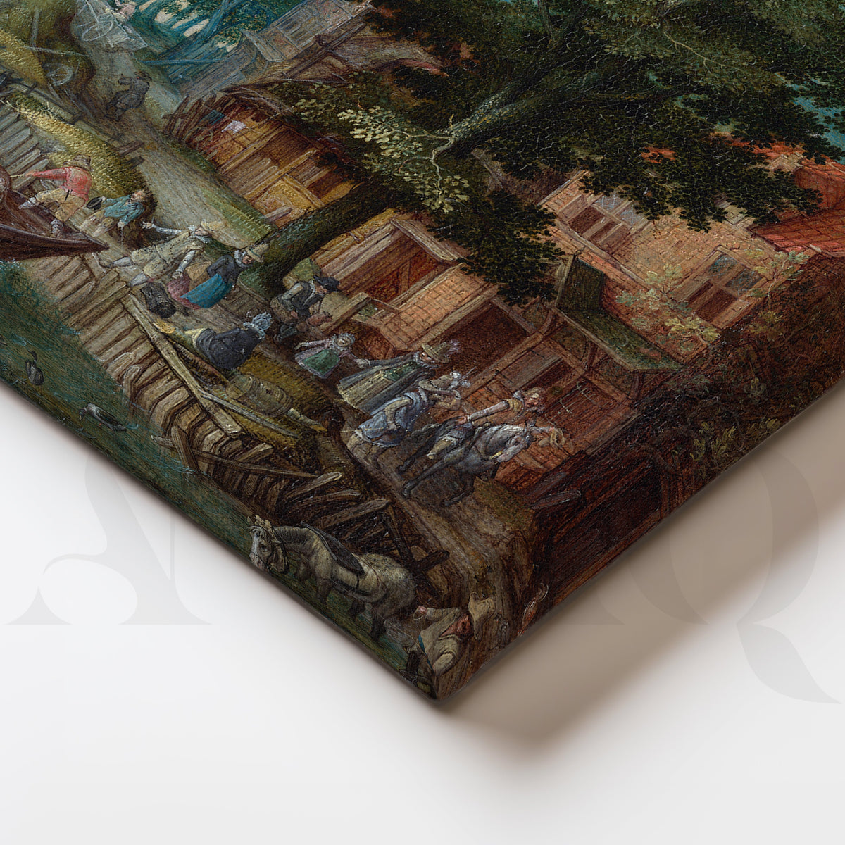 Riverside Village Boats Canvas Artwork – Asha Art Studio – Image 2