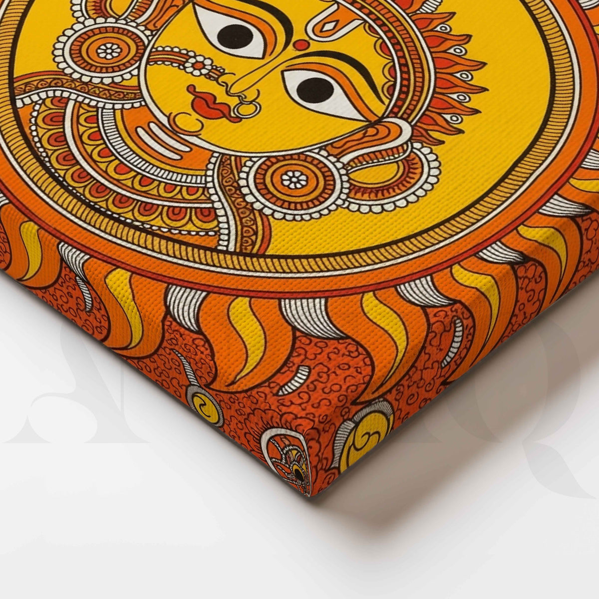 Radiant Surya Dev Madhubani Canvas Artwork – Asha Art Studio – Image 2
