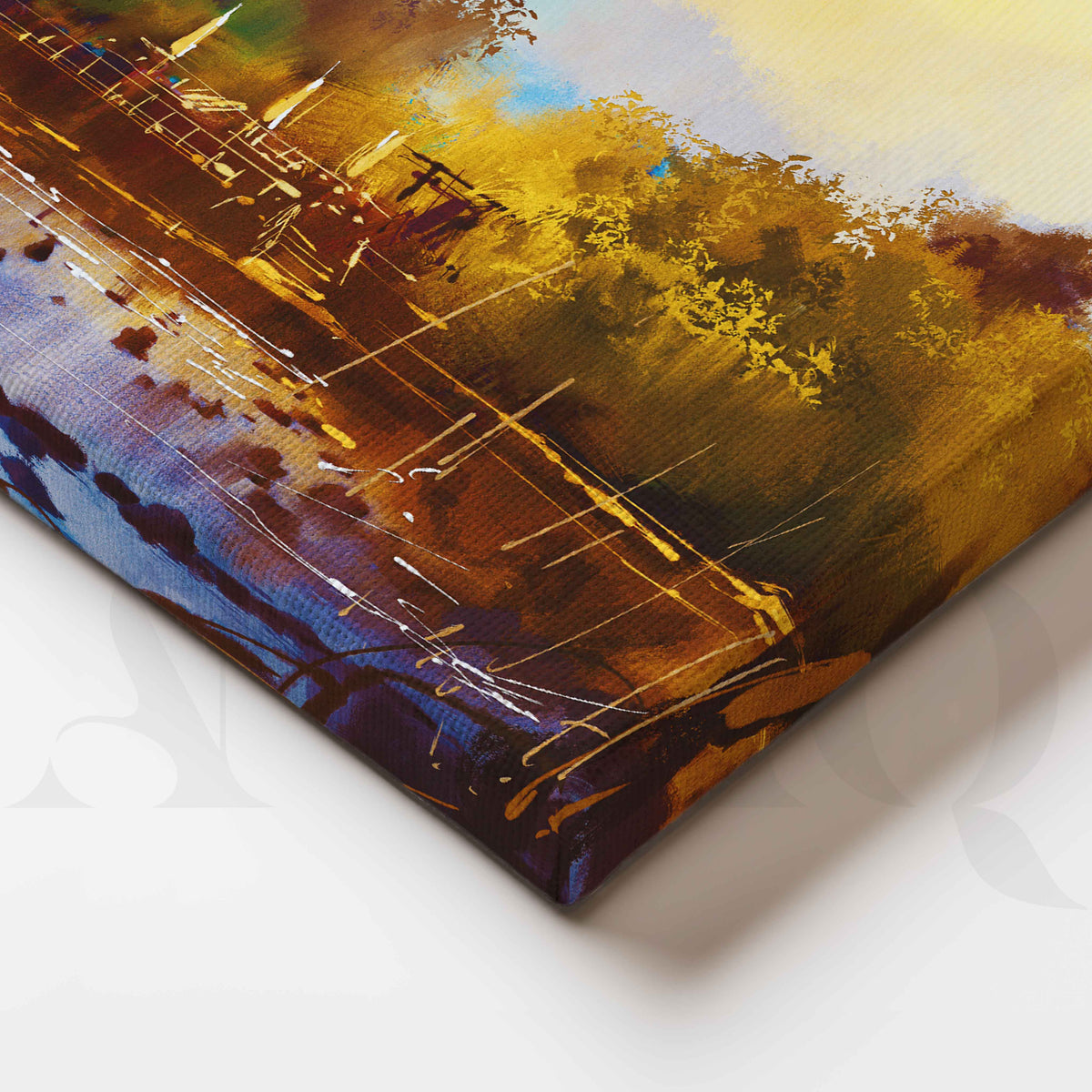 Serene Riverside Boat Canvas Artwork – Asha Art Studio – Image 2