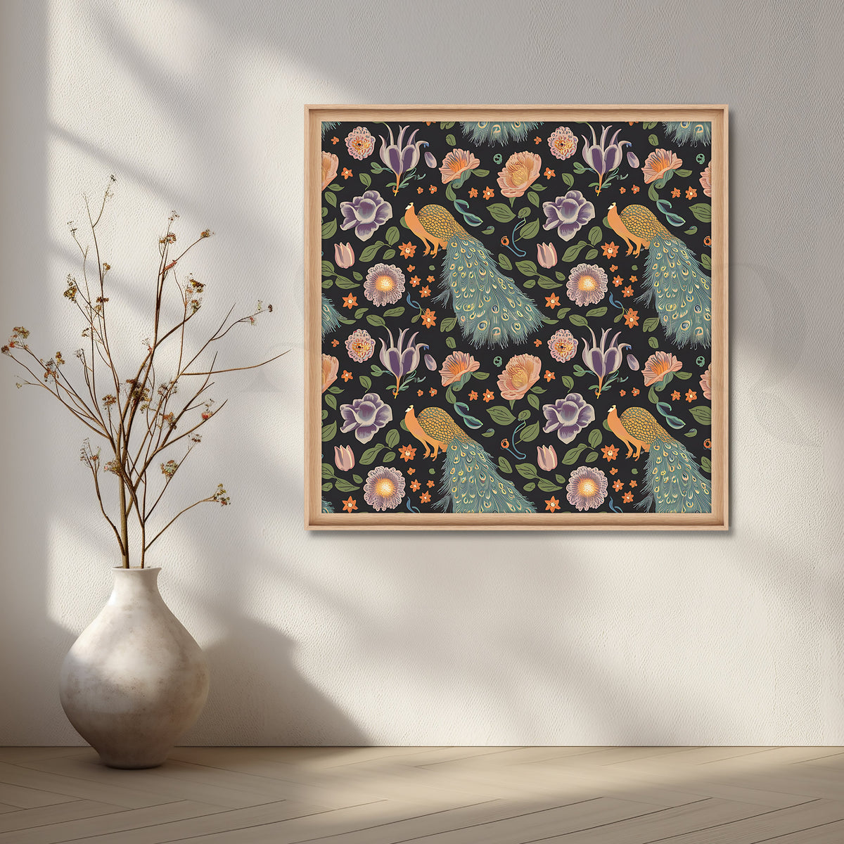 Golden Peacocks Canvas Artwork – Asha Art Studio – Image 5
