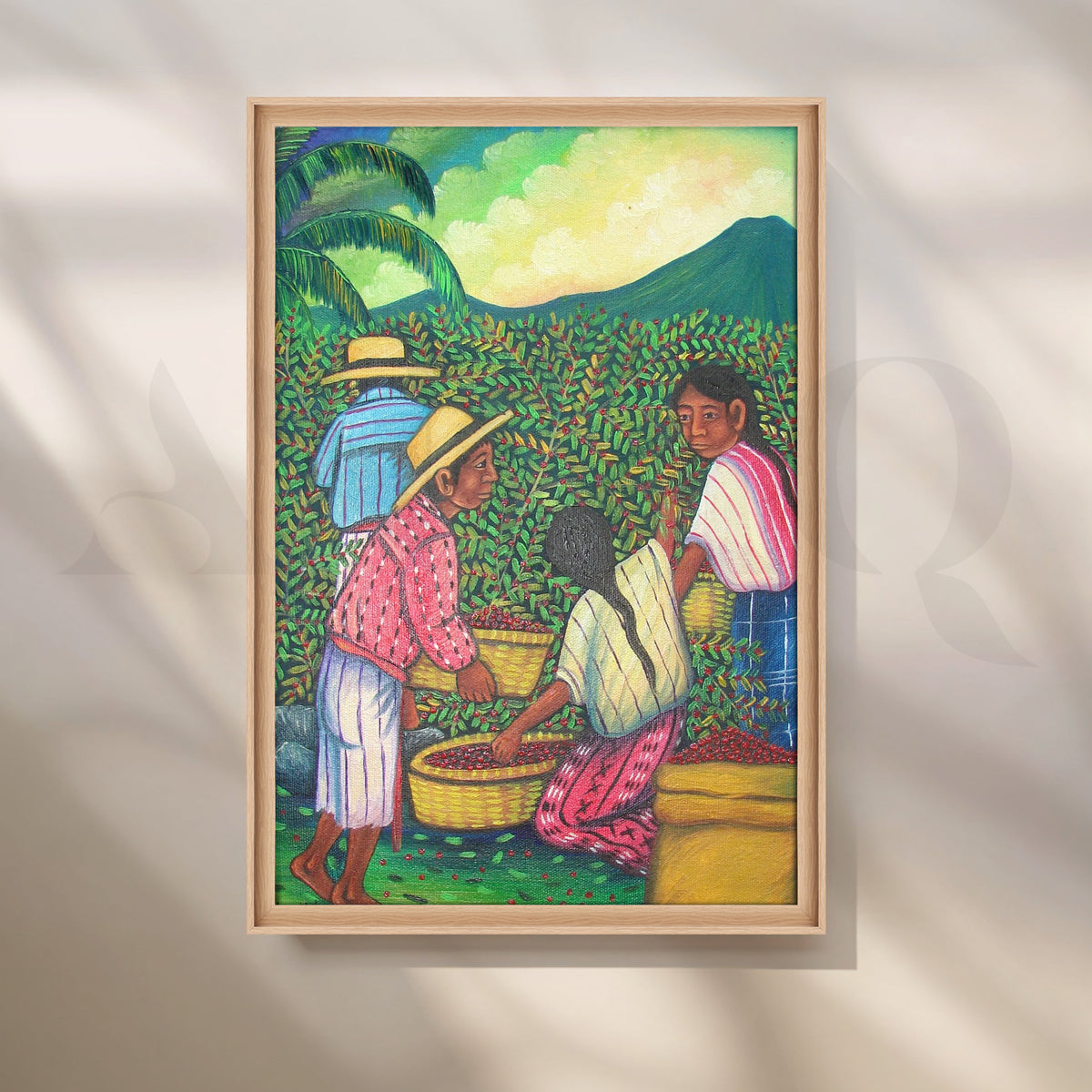 Coffee Harvest Village Canvas Artwork – Asha Art Studio – Image 5