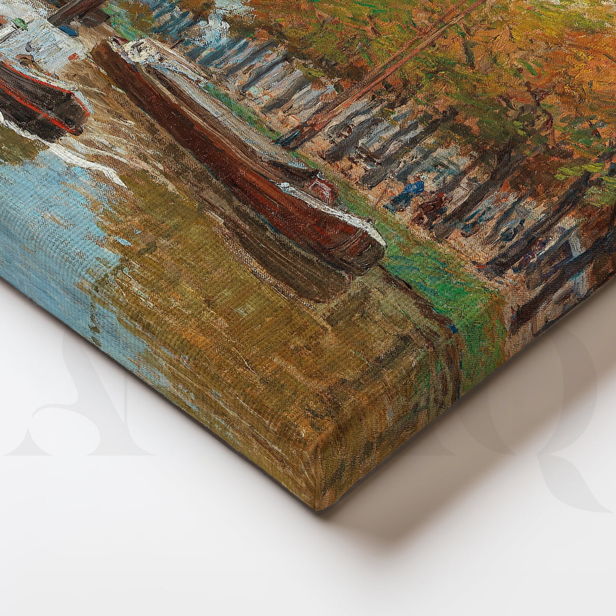 Autumn Canal Boats Canvas Artwork – Asha Art Studio – Image 2