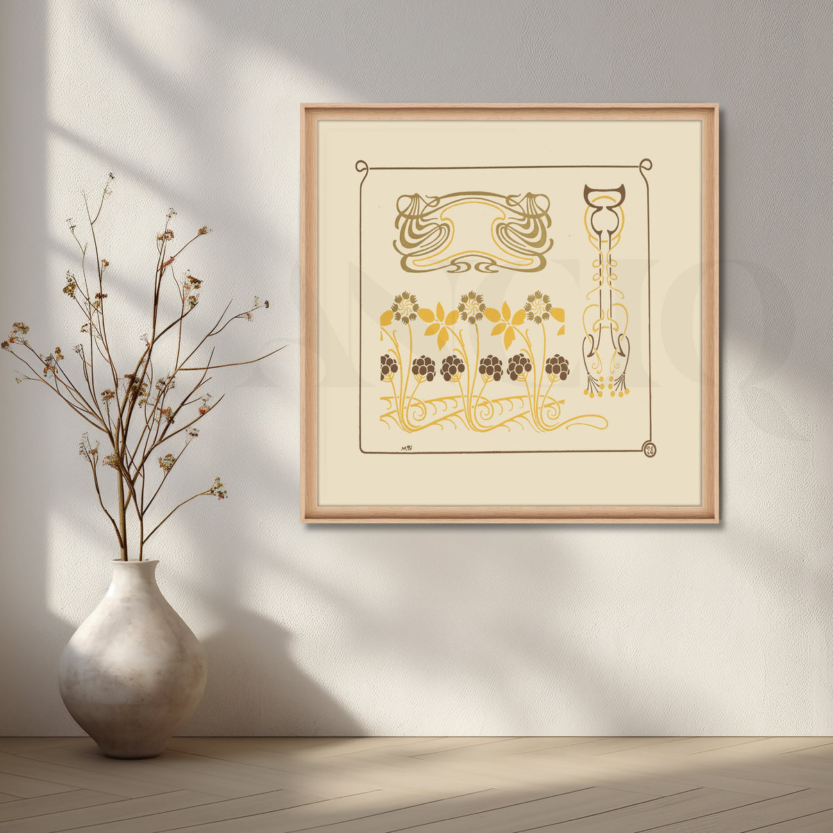 Nouveau Floral Line Canvas Artwork – Asha Art Studio – Image 5