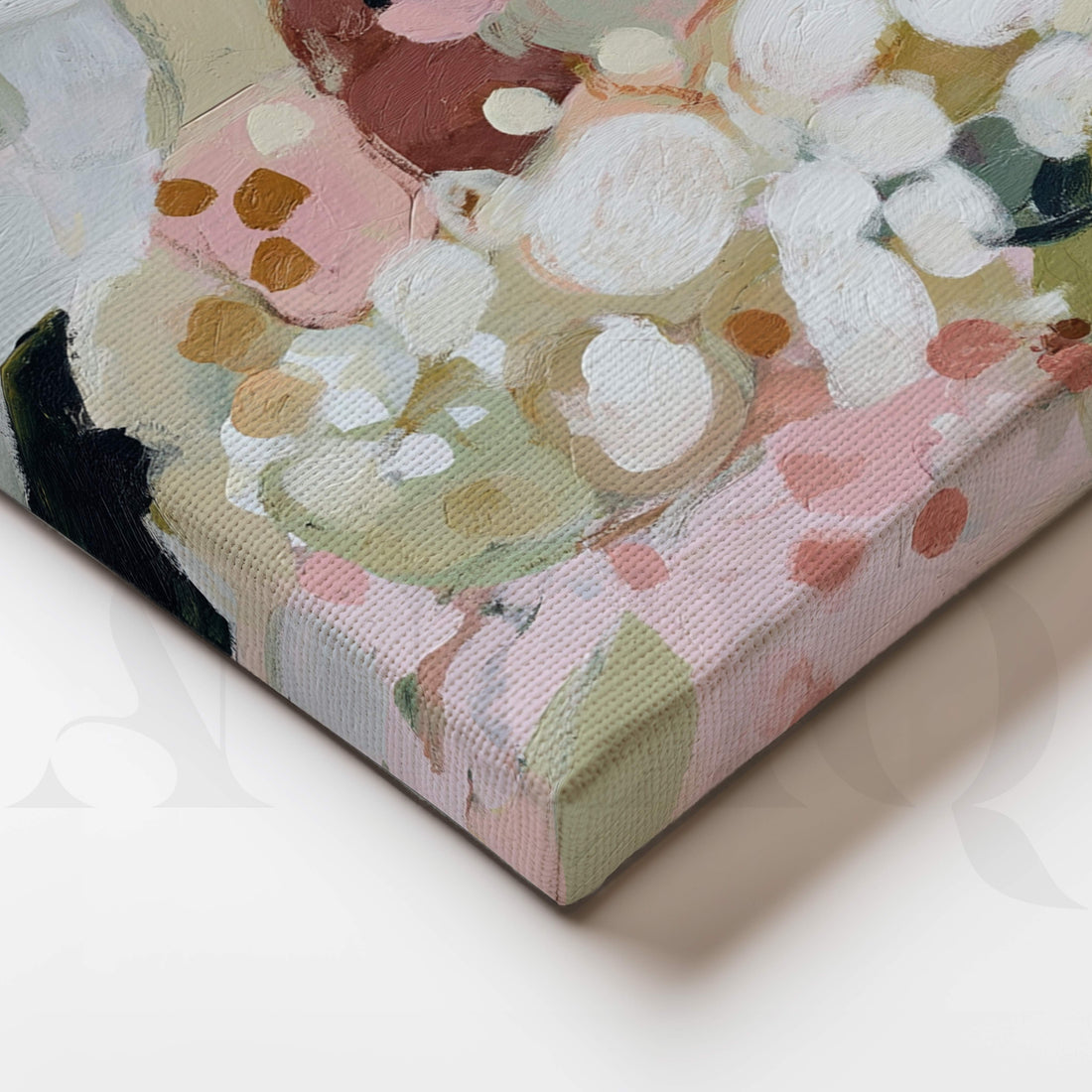 Pastel Floral Abstract Canvas Artwork in Pink, Sage and Cream – Asha Art Studio