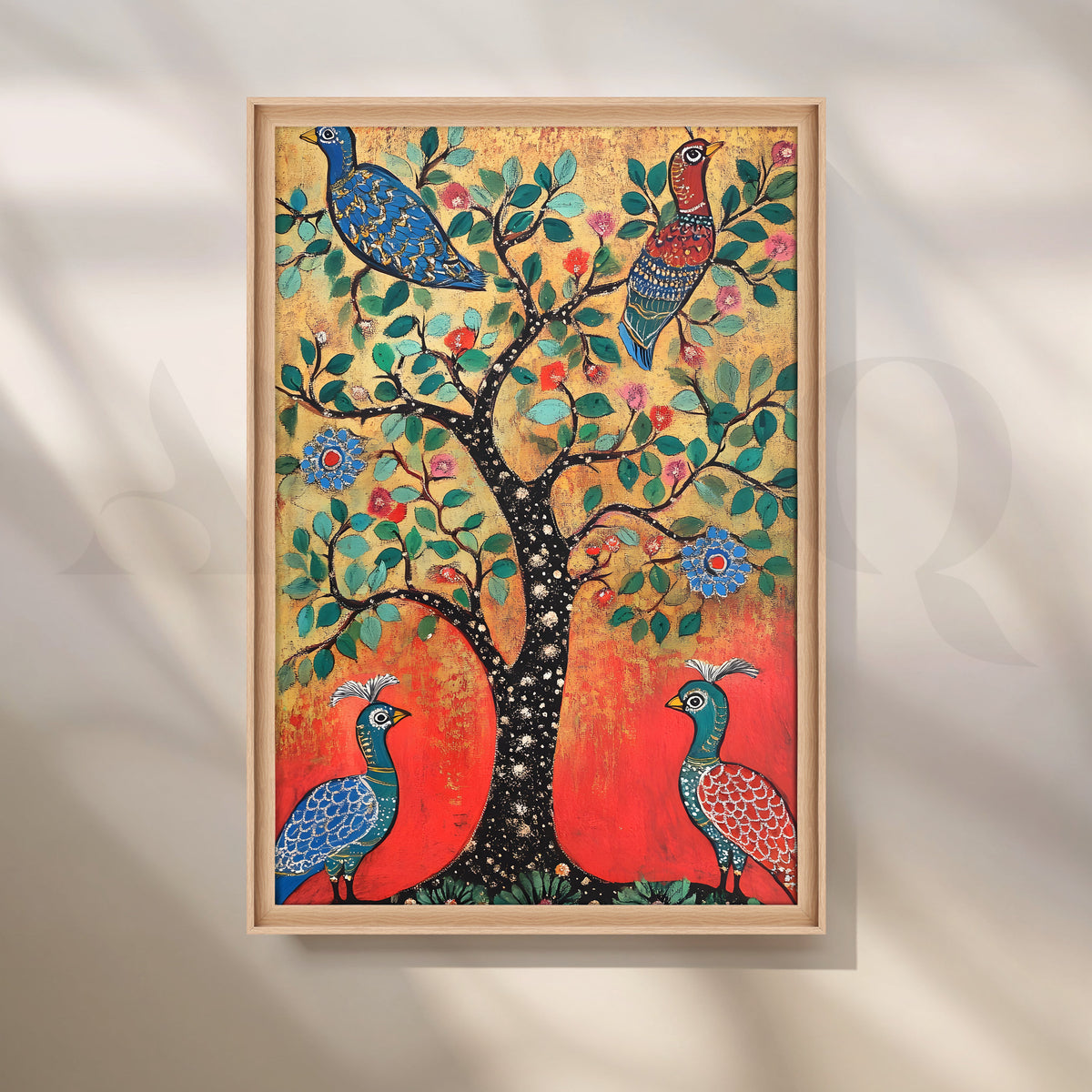 Traditional Peacock Tree Folk Artwork – Asha Art Studio – Image 5