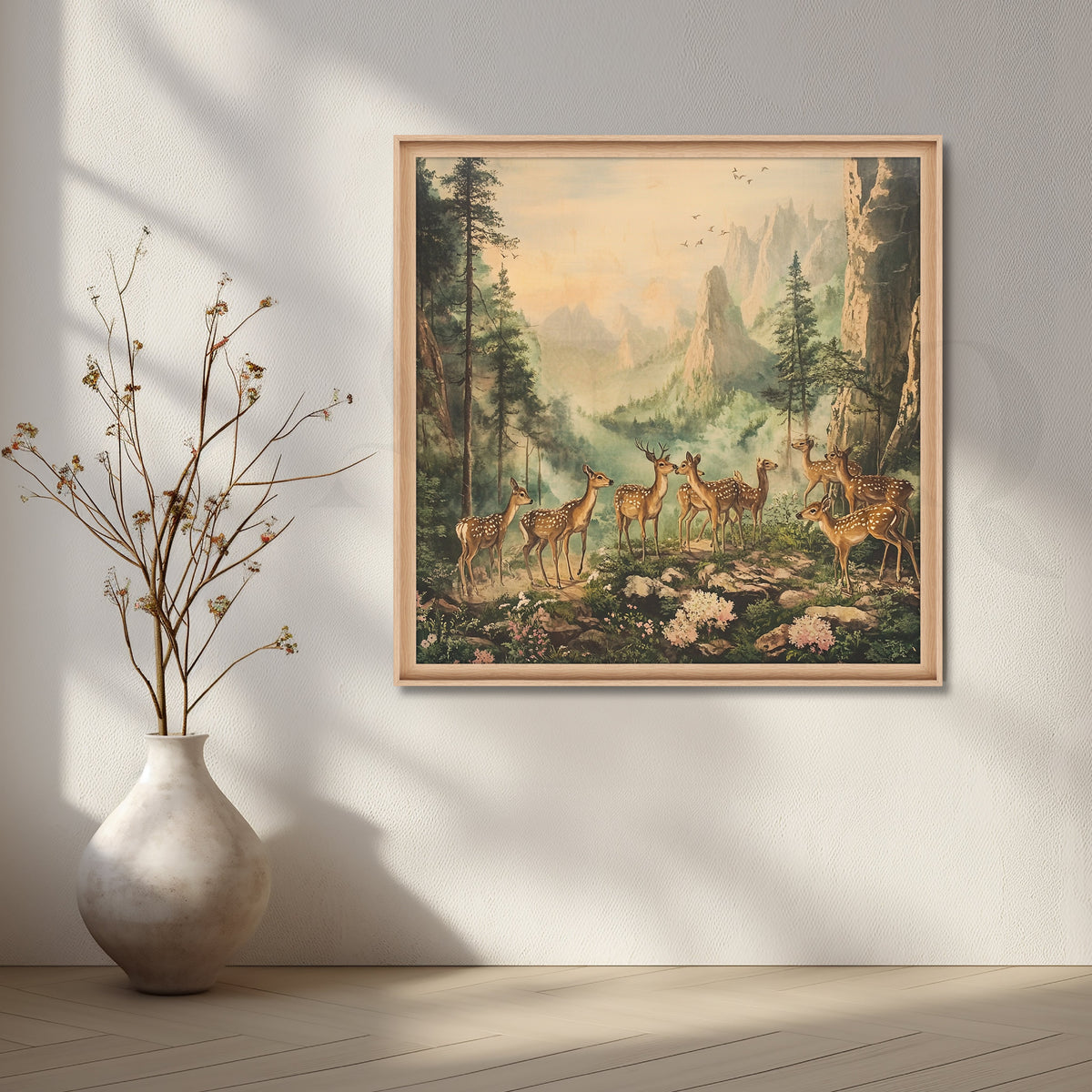 Forest Gathering of Deers Canvas Artwork – Asha Art Studio – Image 5